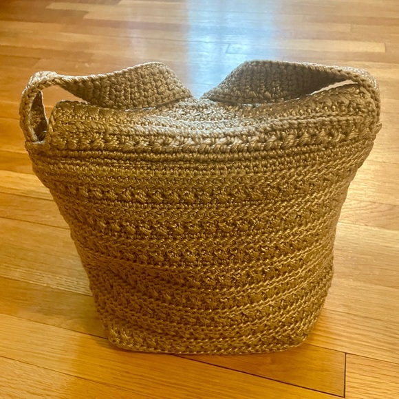 The SAK - tan knit/EUC (looks new!)/cross over purse w/flap-over top/int.pocket - Picture 5 of 10